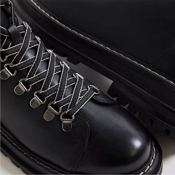 Urban Outfitters Real Leather Grunge Combat Lace Up Boots - Picture 6 of 8